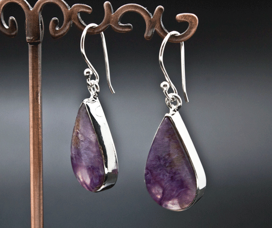 Sterling Silver Charoite Earrings