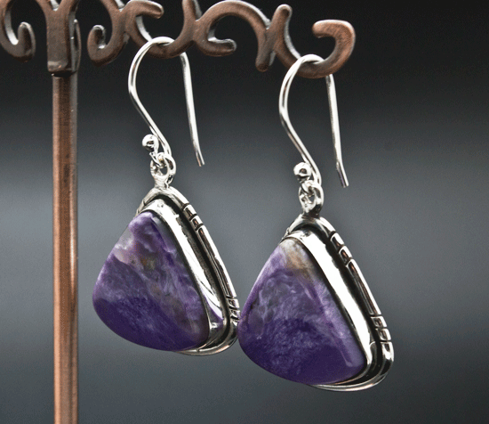 Sterling Silver Charoite Earrings