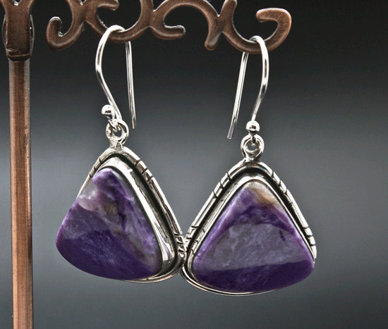 Sterling Silver Charoite Earrings