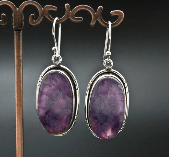 Sterling Silver Charoite Earrings