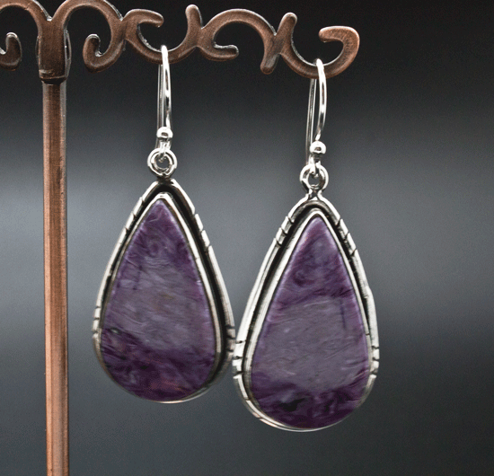 Sterling Silver Charoite Earrings