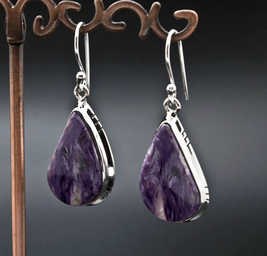 Sterling Silver Charoite Earrings