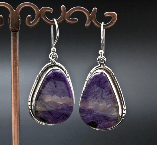 Sterling Silver Charoite Earrings