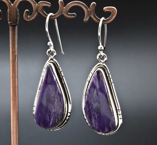 Sterling Silver Charoite Earrings