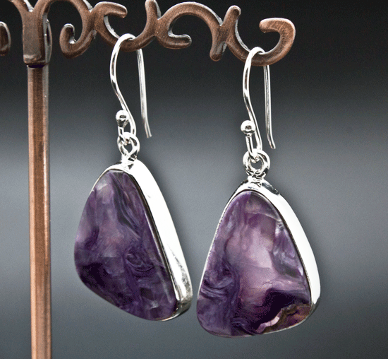 Sterling Silver Charoite Earrings