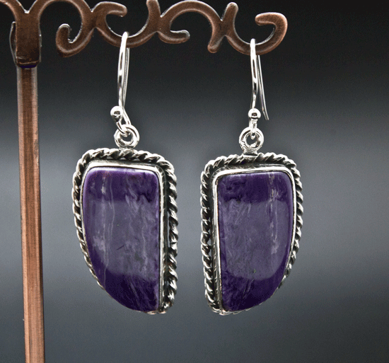 Sterling Silver Charoite Earrings