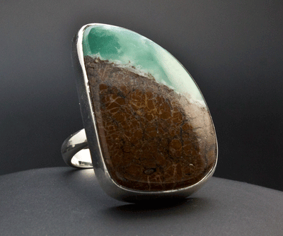 Sterling Silver Chrysoprase Adjustable Ring
