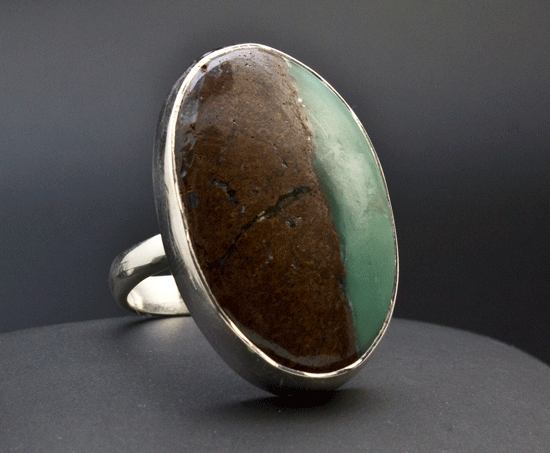 Sterling Silver Chrysoprase Adjustable Ring