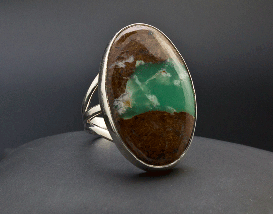 Sterling Silver Chrysoprase Ring Size 8