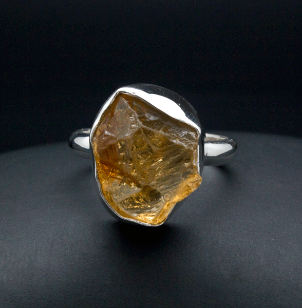 Sterling Silver Raw Citrine Ring Size 8