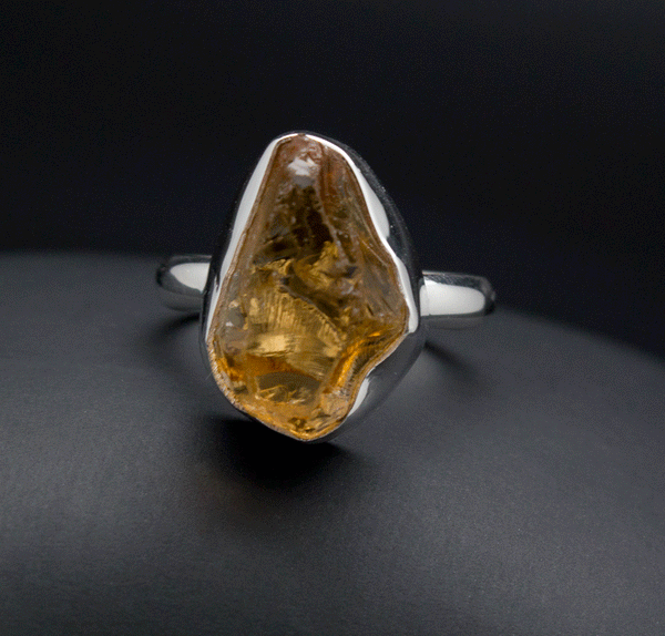 Sterling Silver Raw Citrine Ring Size 7