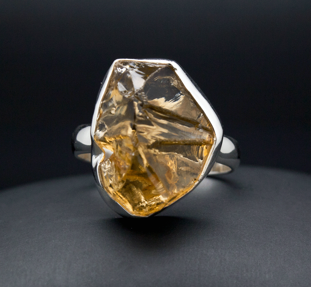 Sterling Silver Raw Citrine Ring Size 10