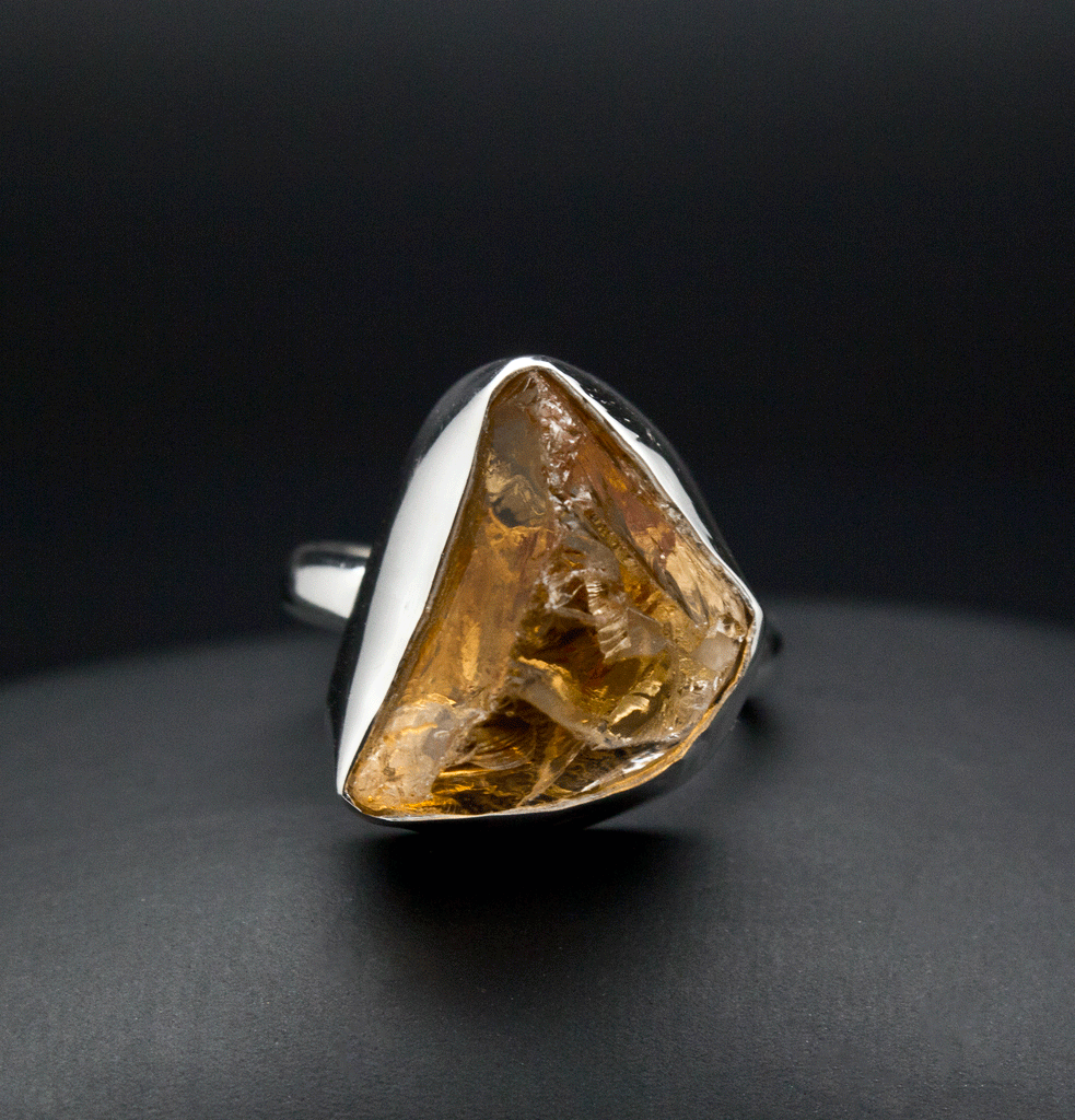 Sterling Silver Raw Citrine Ring Size 5.5