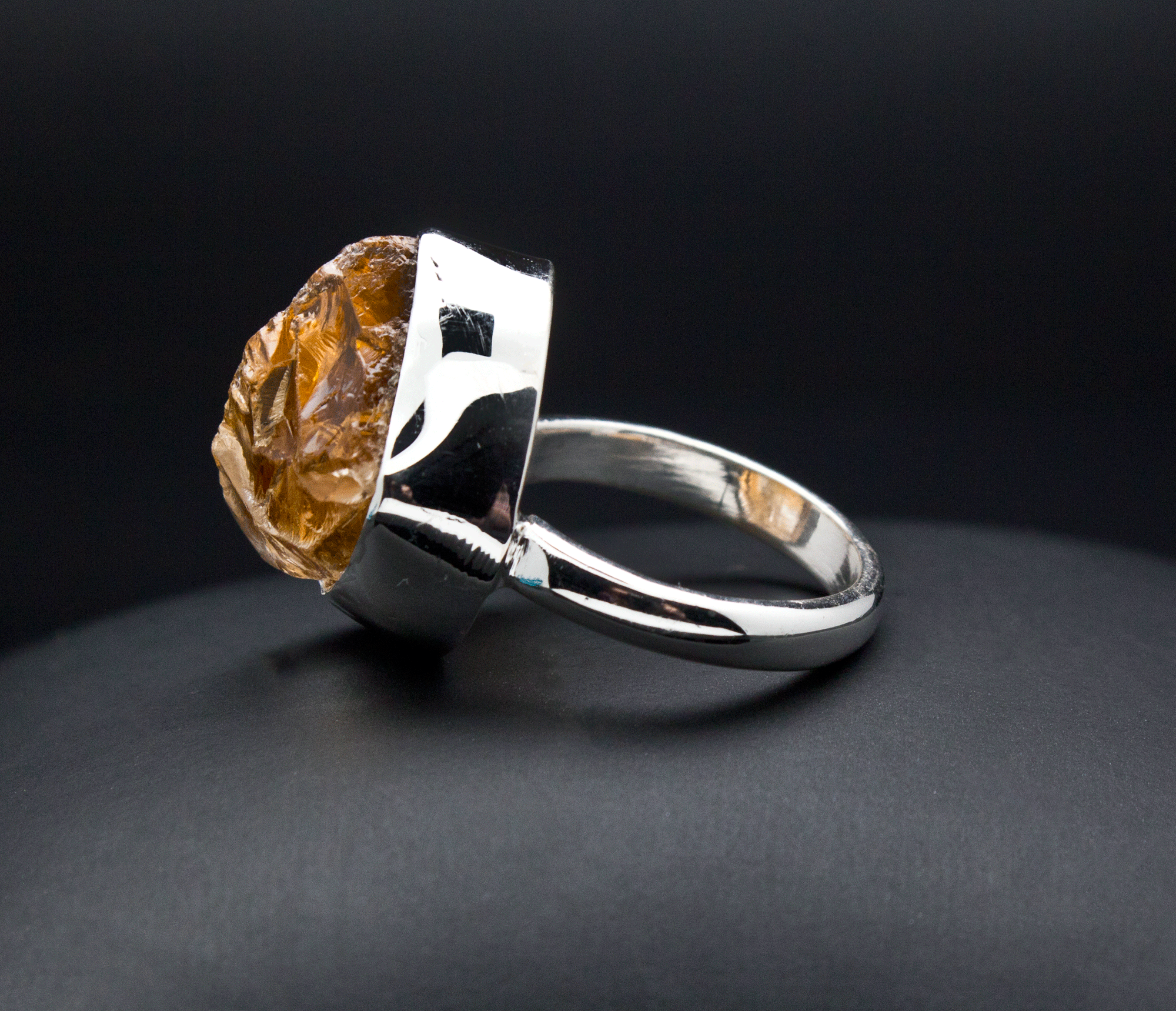 Sterling Silver Raw Citrine Ring Size 5.5