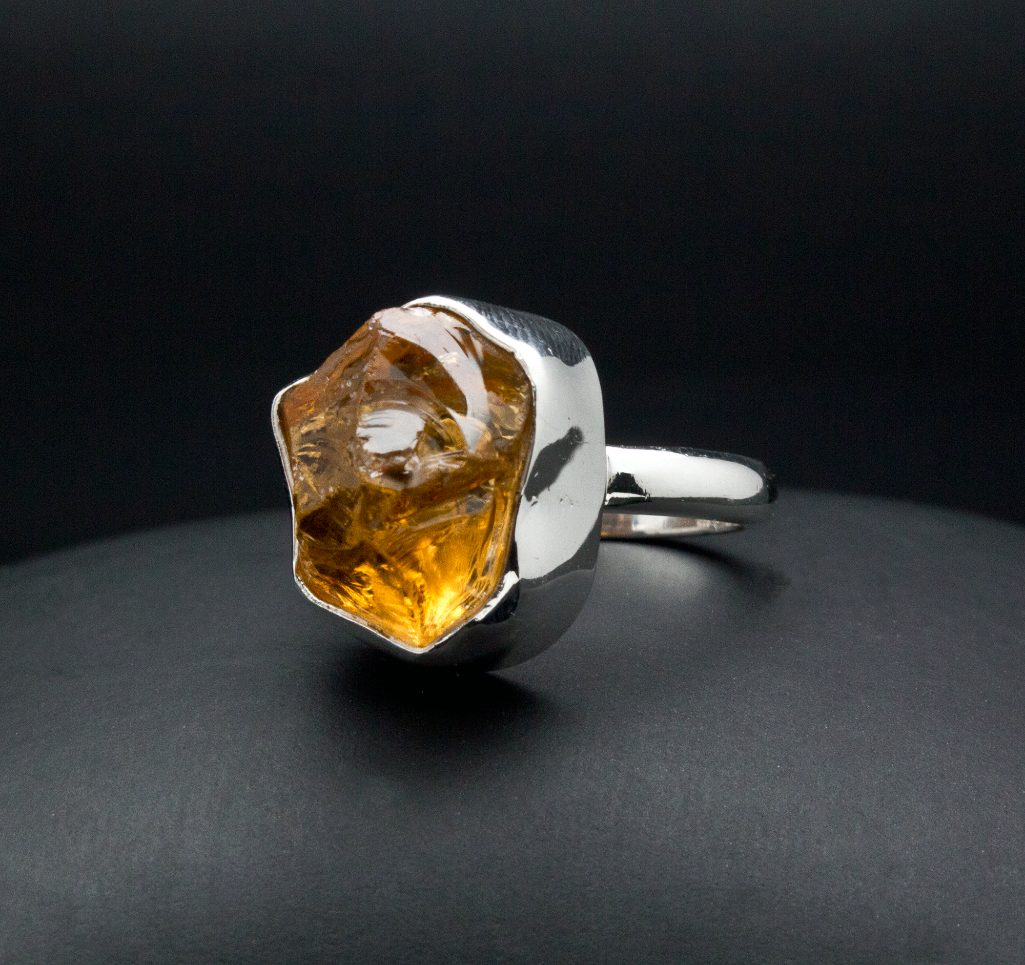 Sterling Silver Raw Citrine Ring Size 6.5