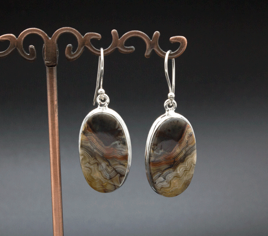 Sterling Silver Crazy Lace Agate Earrings