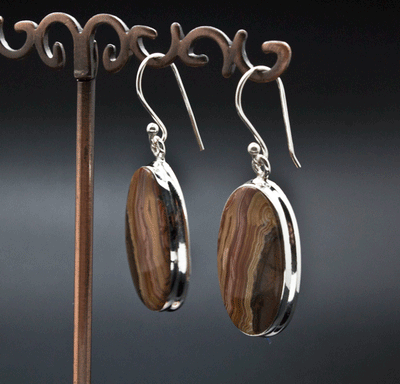 Sterling Silver Crazy Lace Agate Earrings
