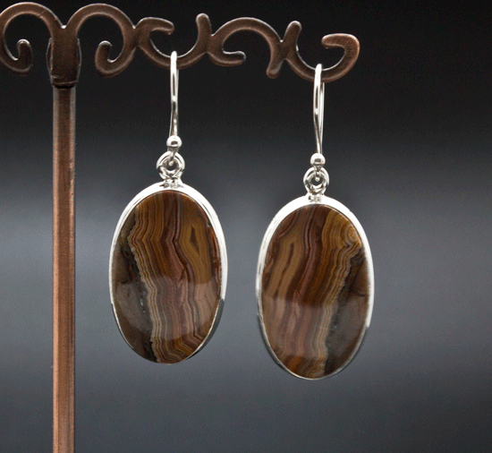 Sterling Silver Crazy Lace Agate Earrings