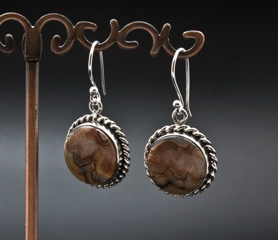 Sterling Silver Crazy Lace Agate Earrings