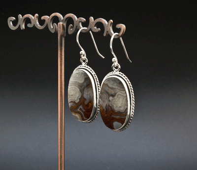 Sterling Silver Crazy Lace Agate Earrings