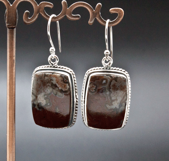 Sterling Silver Crazy Lace Agate Earrings