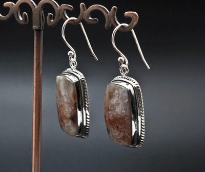 Sterling Silver Crazy Lace Agate Earrings