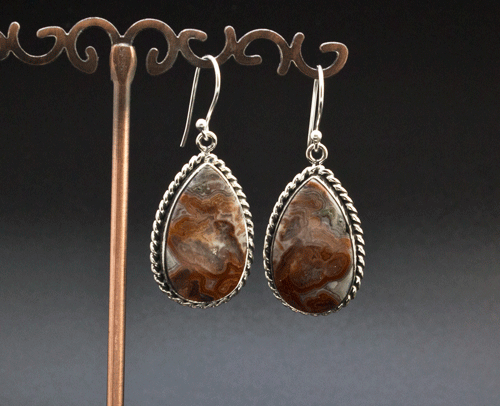 Sterling Silver Crazy Lace Agate Earrings