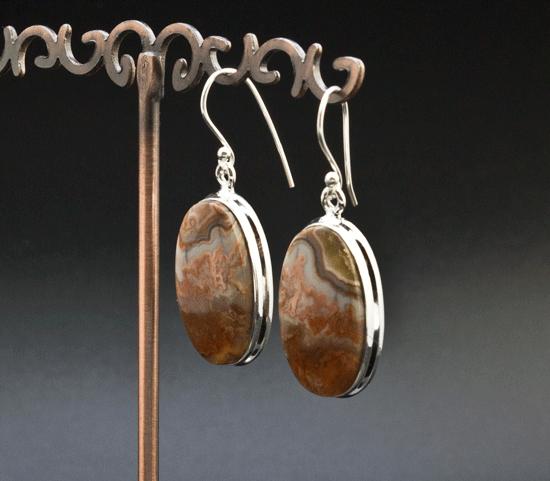 Sterling Silver Crazy Lace Agate Earrings