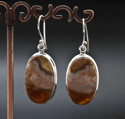 Sterling Silver Crazy Lace Agate Earrings