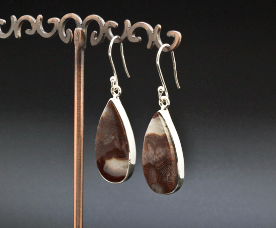 Sterling Silver Crazy Lace Agate Earrings