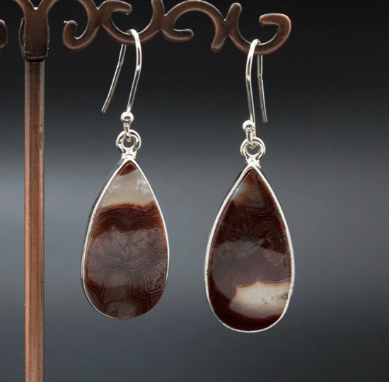 Sterling Silver Crazy Lace Agate Earrings