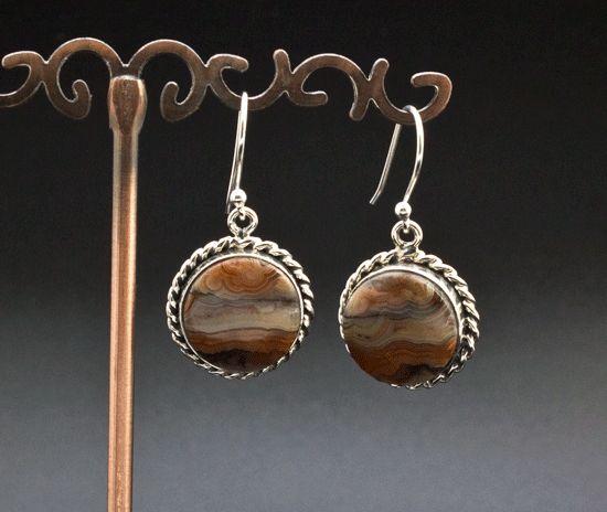 Sterling Silver Crazy Lace Agate Earrings