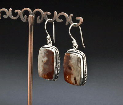 Sterling Silver Crazy Lace Agate Earrings