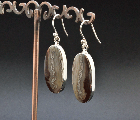 Sterling Silver Crazy Lace Agate Earrings