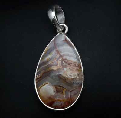 Sterling Silver Crazy Lace Agate Pendant