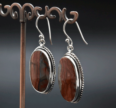 Sterling Silver Crazy Lace Agate Earrings