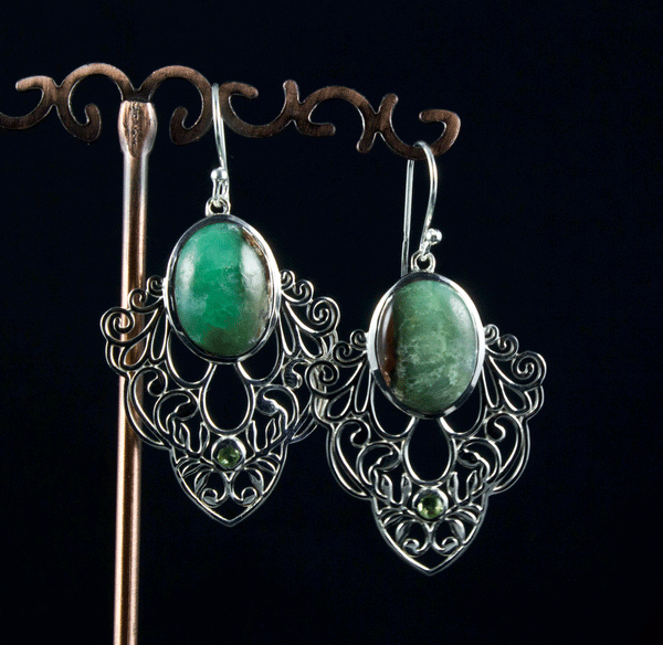 Sterling Silver Chrysoprase Earrings