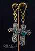 Crossover With Mixed Metal Crosses And Synthetic Turquoise