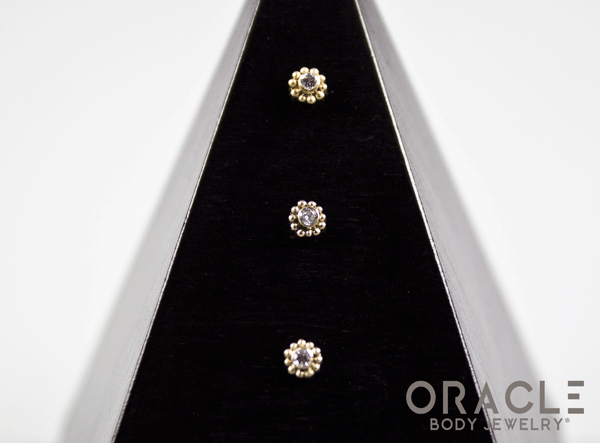 14k Small Diamond Threadless Gold End