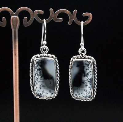 Sterling Silver Dendritic Opal Earrings