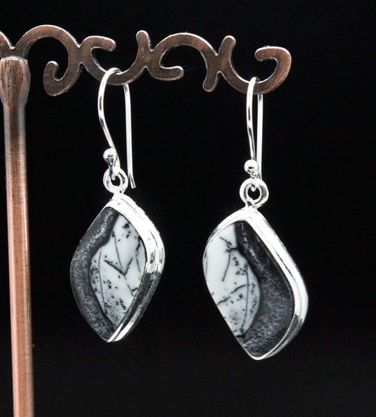 Sterling Silver Dendritic Opal Earrings