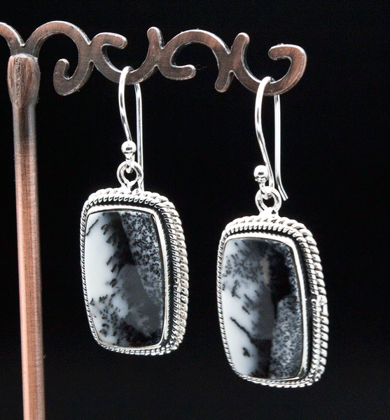 Sterling Silver Dendritic Opal Earrings