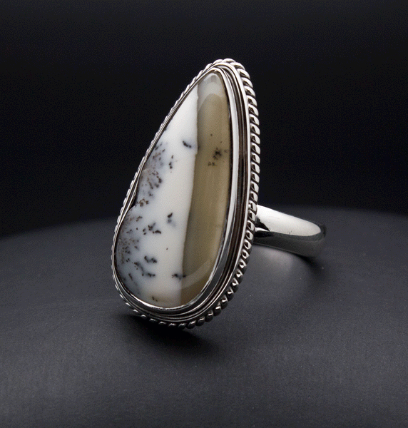 Sterling Silver Dendritic Opal Ring Size 7