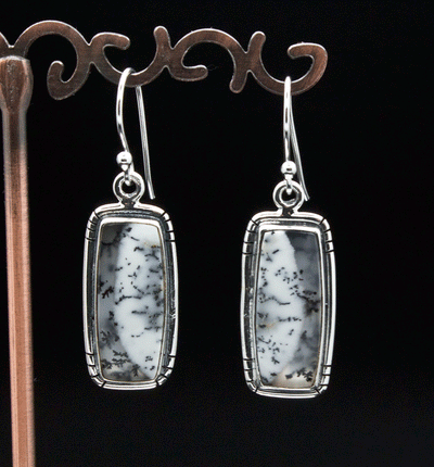 Sterling Silver Dendritic Opal Earrings