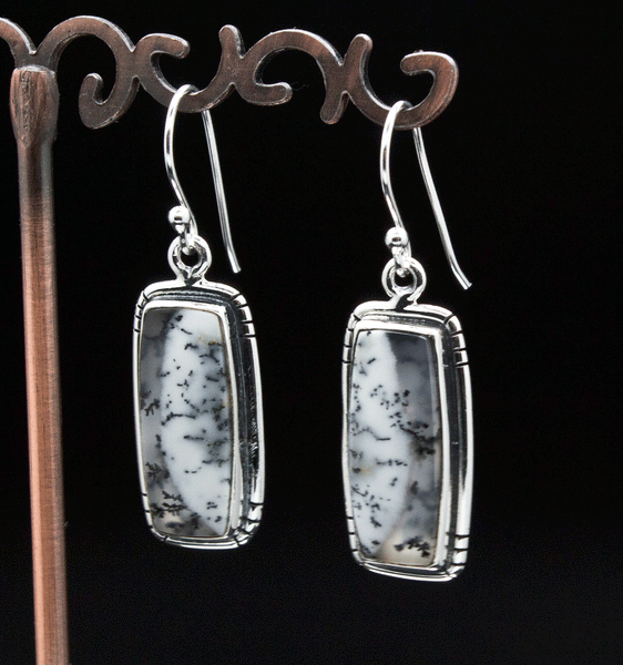 Sterling Silver Dendritic Opal Earrings