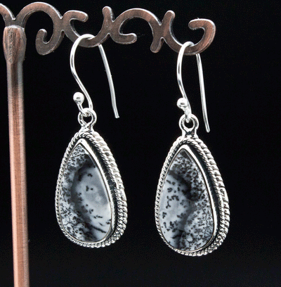 Sterling Silver Dendritic Opal Earrings