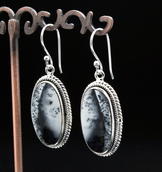 Sterling Silver Dendritic Opal Earrings