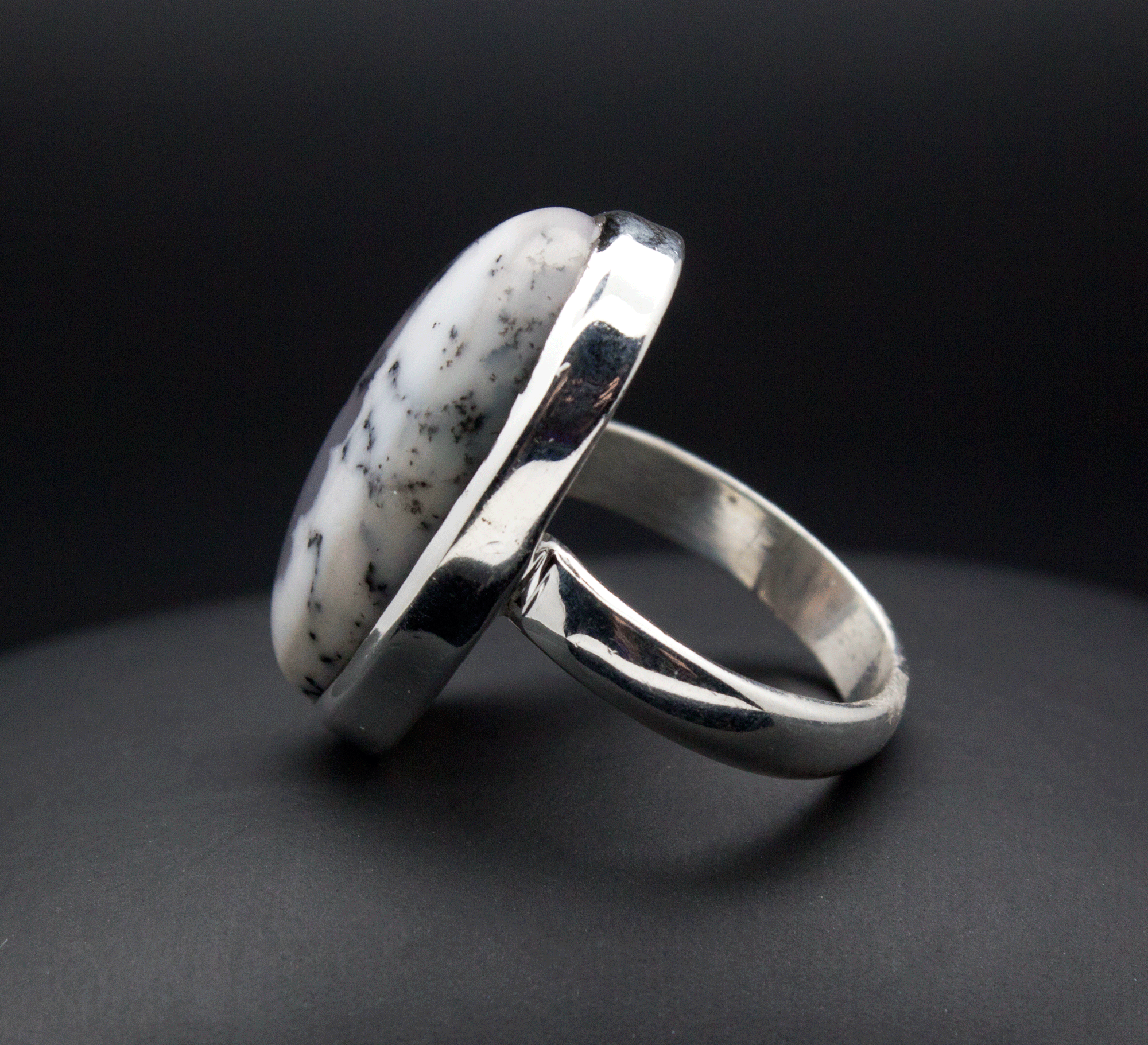 Sterling Silver Dendritic Opal Ring Size 6