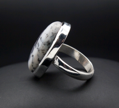 Sterling Silver Dendritic Opal Ring Size 6