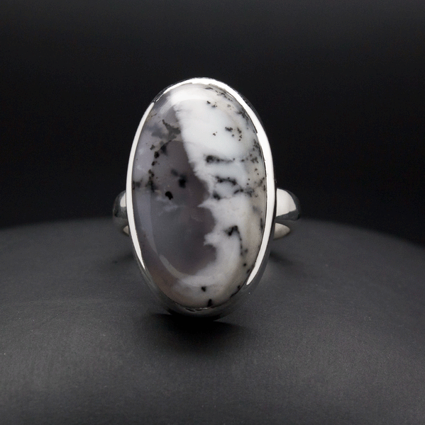 Sterling Silver Dendritic Opal Ring Size 6